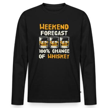 Weekend Forecast 100% Chance of Whiskey Fun Art - Men's Premium Organic Long Sleeve Shirt - black - Front - Nico (187cm)