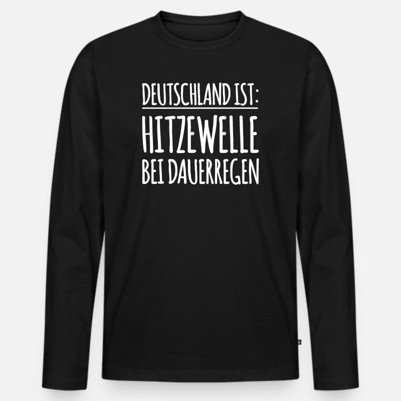 Lustiger Spruch Hitzewelle - Männer Premium Bio Langarmshirt - Schwarz
