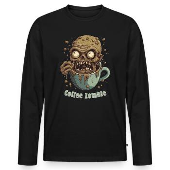 Coffee Monster - Caffeine Zombie - Morning Grouch - Men's Premium Organic Long Sleeve Shirt - black - Front - Nico (187cm)