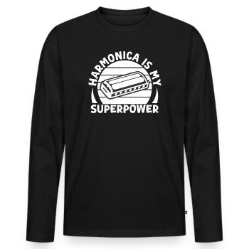 Harmonica Musican Is My Superpower Harmonica - Männer Premium Bio Langarmshirt - Schwarz - Vorne - Nico (187cm)