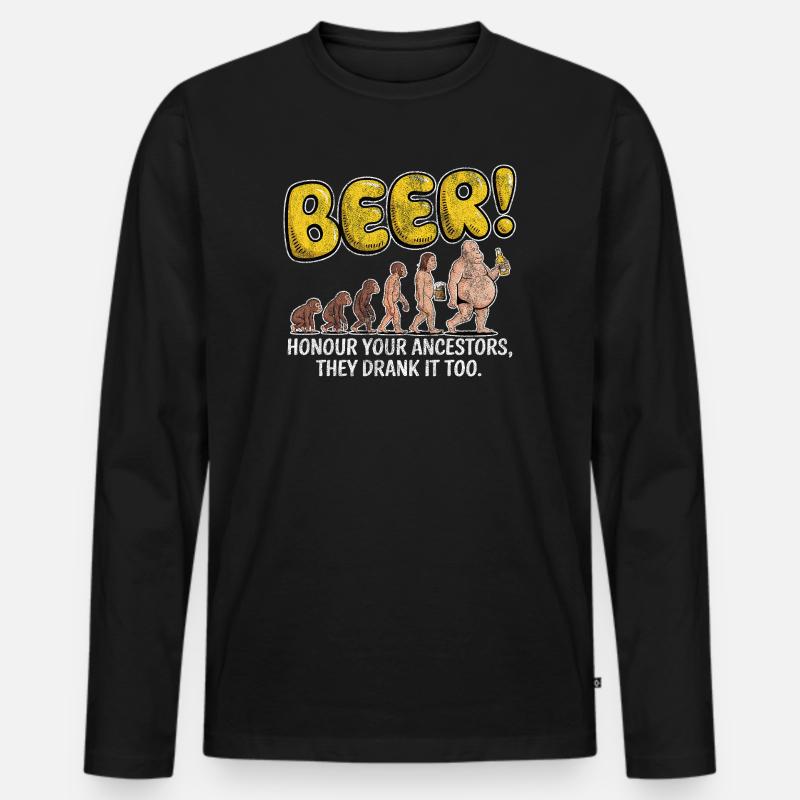 Evolution Beer Funny Witty Beer - Men's Premium Organic Long Sleeve Shirt - black