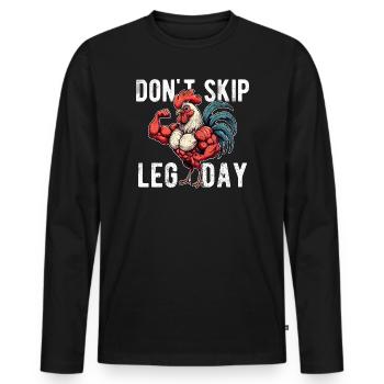 Nicht den Beintag überspringen Bodybuilding GYM Palestra Lustig - Männer Premium Bio Langarmshirt - Schwarz - Vorne - Nico (187cm)