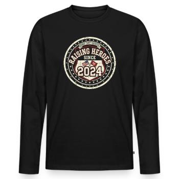 Army Mama Raising Heroes Since 2024 - Männer Premium Bio Langarmshirt - Schwarz - Vorne - Nico (187cm)
