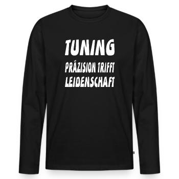 Tuning - Männer Premium Bio Langarmshirt - Schwarz - Vorne - Nico (187cm)