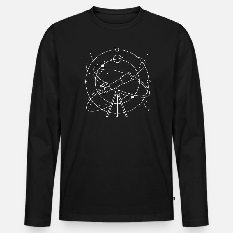 Teleskop Sonnensystem Planeten Konstellation - Männer Premium Bio Langarmshirt - Schwarz