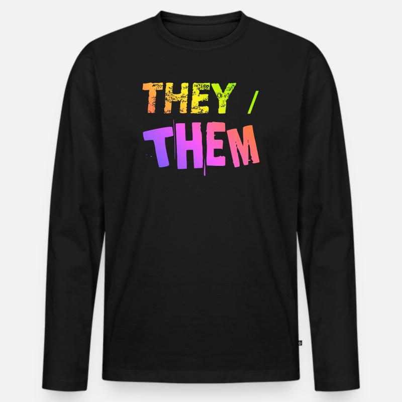 they / them Geschenkidee LGBTQ+ nonbinary Pronomen - Männer Premium Bio Langarmshirt - Schwarz