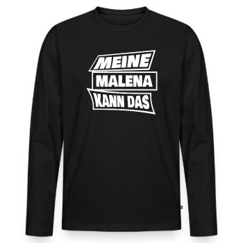 Malena als Sprueche - Männer Premium Bio Langarmshirt - Schwarz - Vorne - Nico (187cm)