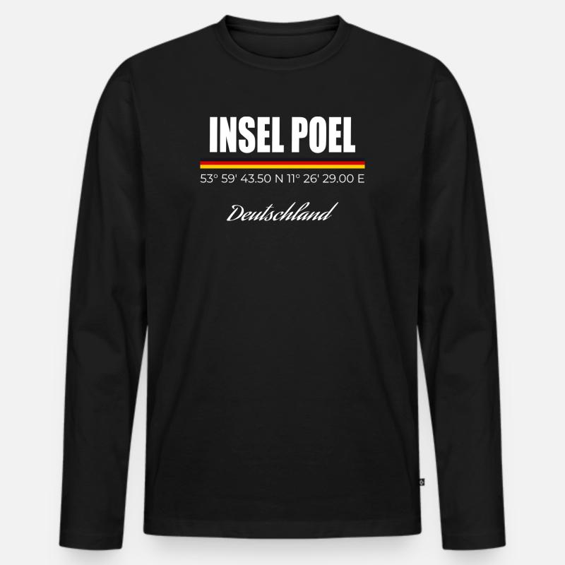 Insel Poel - Männer Premium Bio Langarmshirt - Schwarz