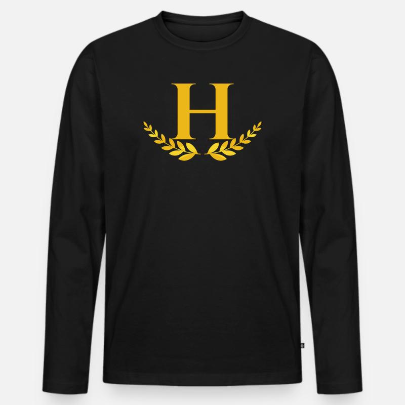 H - Männer Premium Bio Langarmshirt - Schwarz
