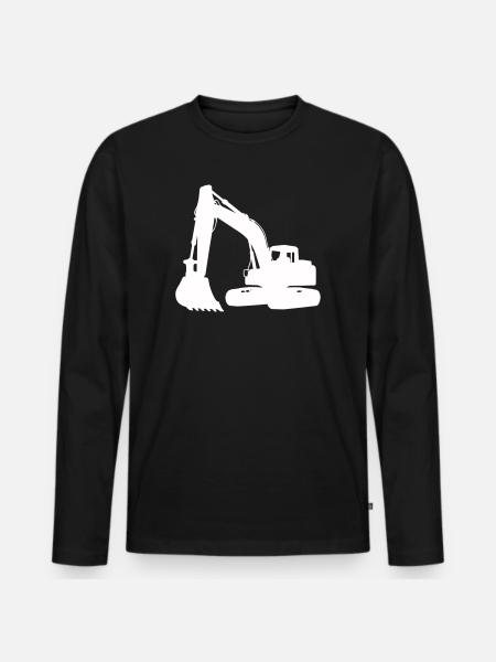 Bagger Silhouette für Baudesign - Männer Premium Bio Langarmshirt - Schwarz