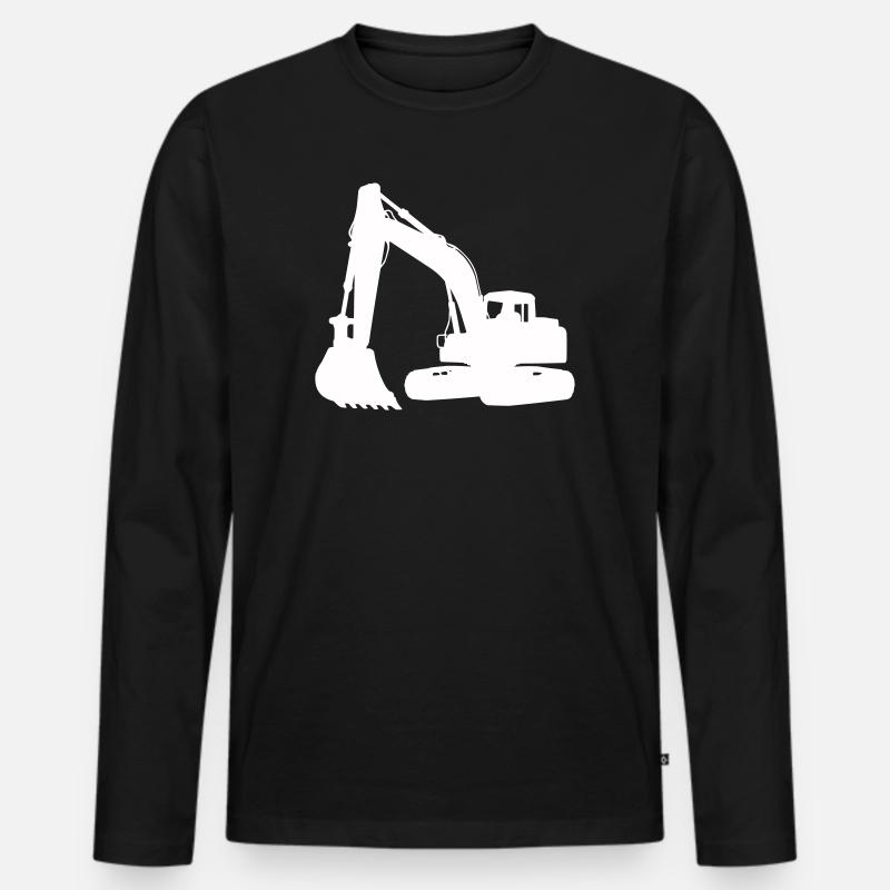 Bagger Silhouette für Baudesign - Männer Premium Bio Langarmshirt - Schwarz