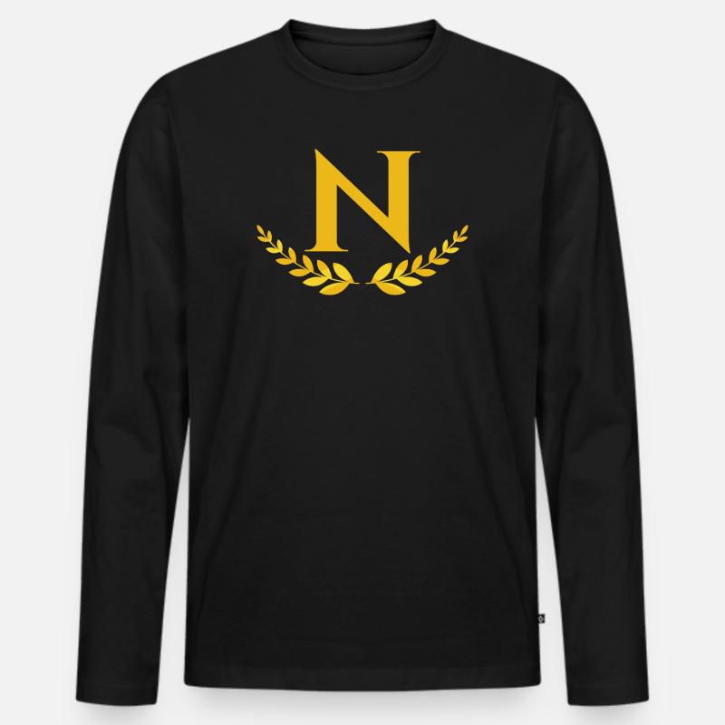 N - Männer Premium Bio Langarmshirt - Schwarz