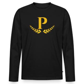 P - Männer Premium Bio Langarmshirt - Schwarz - Vorne - Nico (187cm)