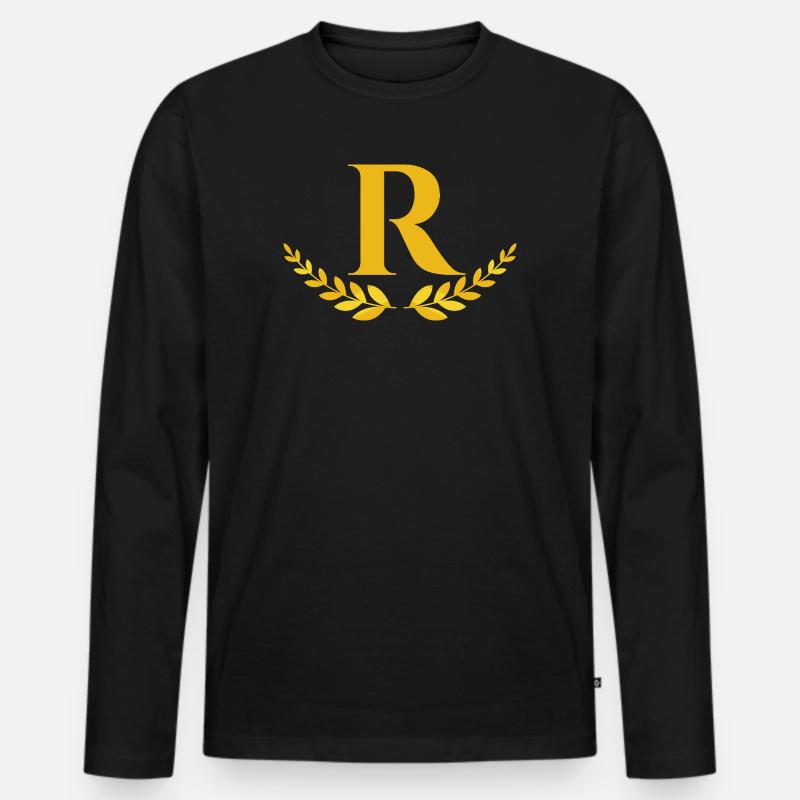 R - Männer Premium Bio Langarmshirt - Schwarz