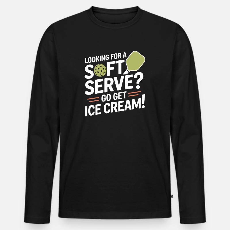 Giocatore di pickleball in cerca di un Dinking su Soft Serve - Maglia a manica lunga ecologica premium da uomo - nero