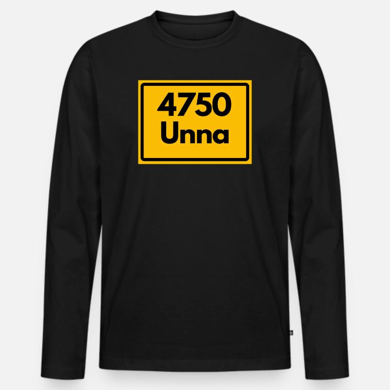 OLD POSTCODE POSTCODE RETRO 4750 UNNA - Men's Premium Organic Long Sleeve Shirt - black