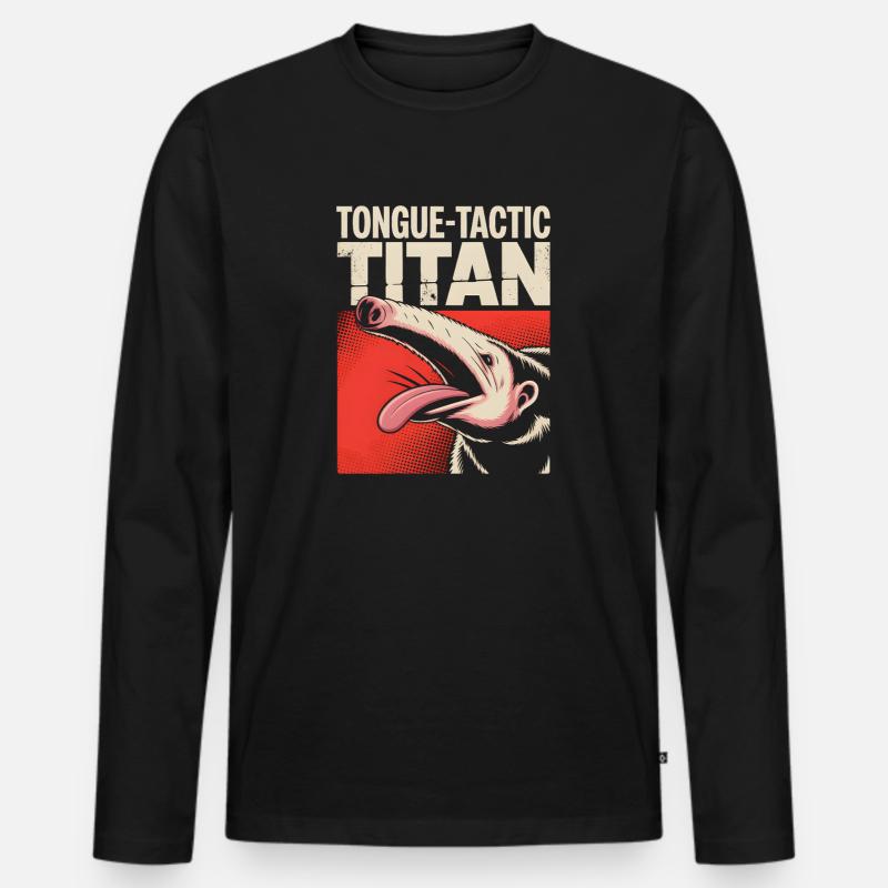 Zungen-Taktiker | Comic Ameisenbär - Männer Premium Bio Langarmshirt - Schwarz