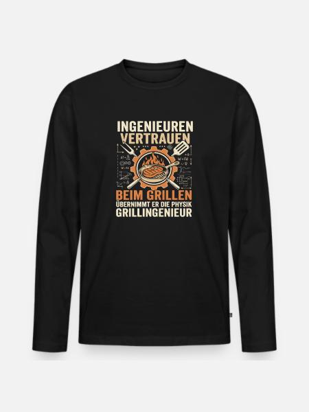 Grillingenieur: Physik am Feuer - Männer Premium Bio Langarmshirt - Schwarz
