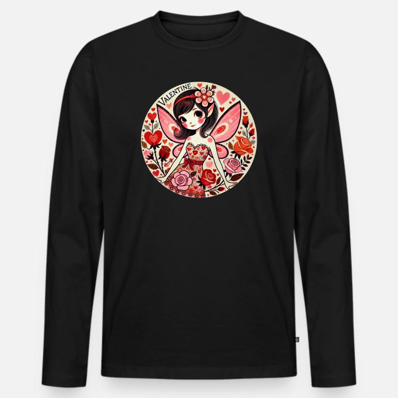 Valentins-Feenblüte - Männer Premium Bio Langarmshirt - Schwarz