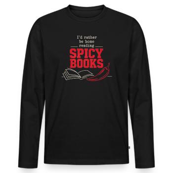 Livres épicés en lisant BookTok Dicton. - T-shirt manches longues Premium bio Homme - noir - Devant - Nico (187cm)