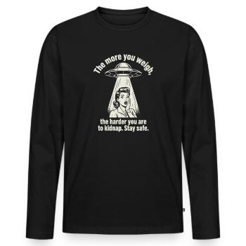  Funny Alien Abduction The More You Weigh Harder - Männer Premium Bio Langarmshirt - Schwarz - Vorne - Nico (187cm)