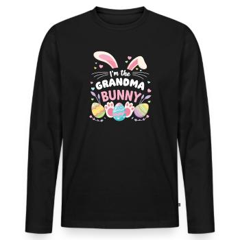 Je suis la Grand-mère Lapin Douce Famille de Pâques - T-shirt manches longues Premium bio Homme - noir - Devant - Nico (187cm)