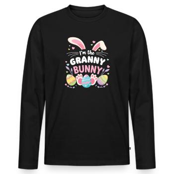 Je suis la Grand-mère Lapin Douce Famille de Pâques - T-shirt manches longues Premium bio Homme - noir - Devant - Nico (187cm)
