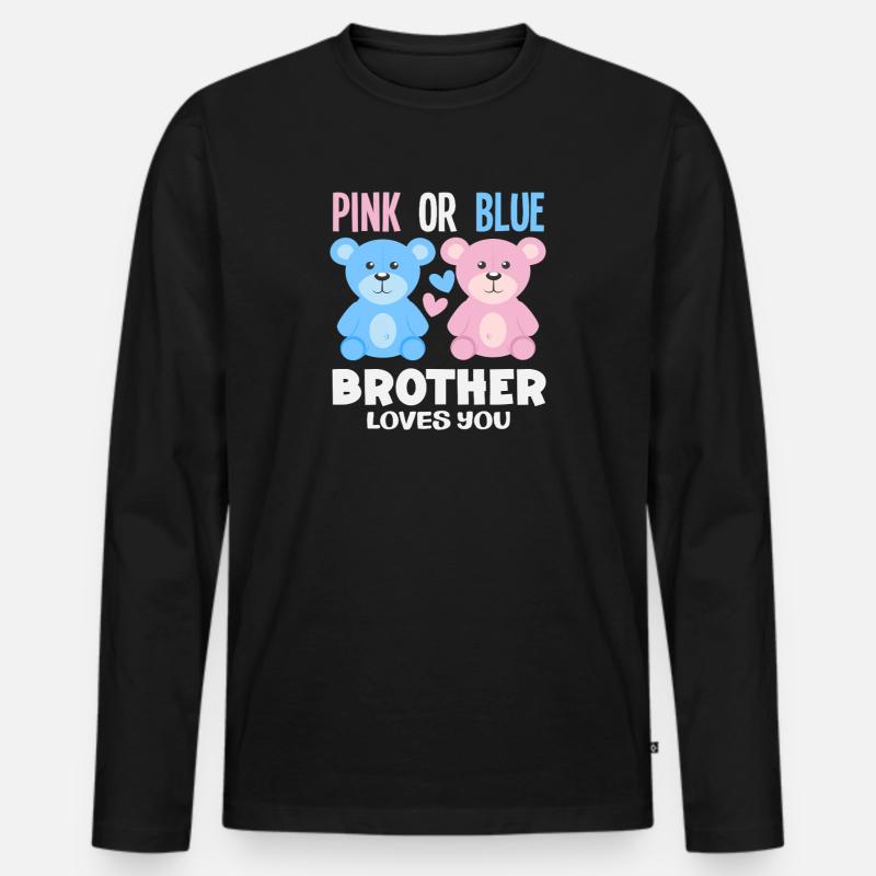 Pink Oder Blau Bruder Liebt Dich - Männer Premium Bio Langarmshirt - Schwarz