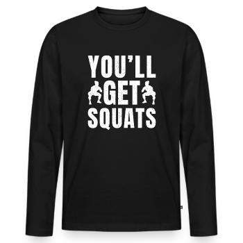 Les accros à la salle vont se faire faire des squats, des calisténiques, du fitness - T-shirt manches longues Premium bio Homme - noir - Devant - Nico (187cm)