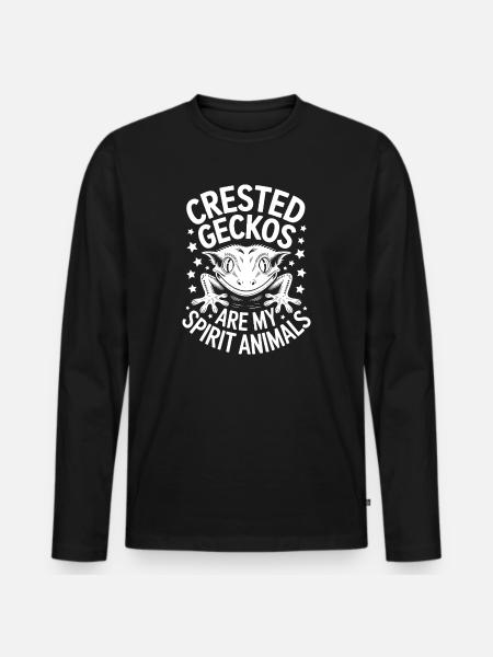 Kronengecko Sprüche Lustiges Kronengecko Geschenk  - Männer Premium Bio Langarmshirt - Schwarz