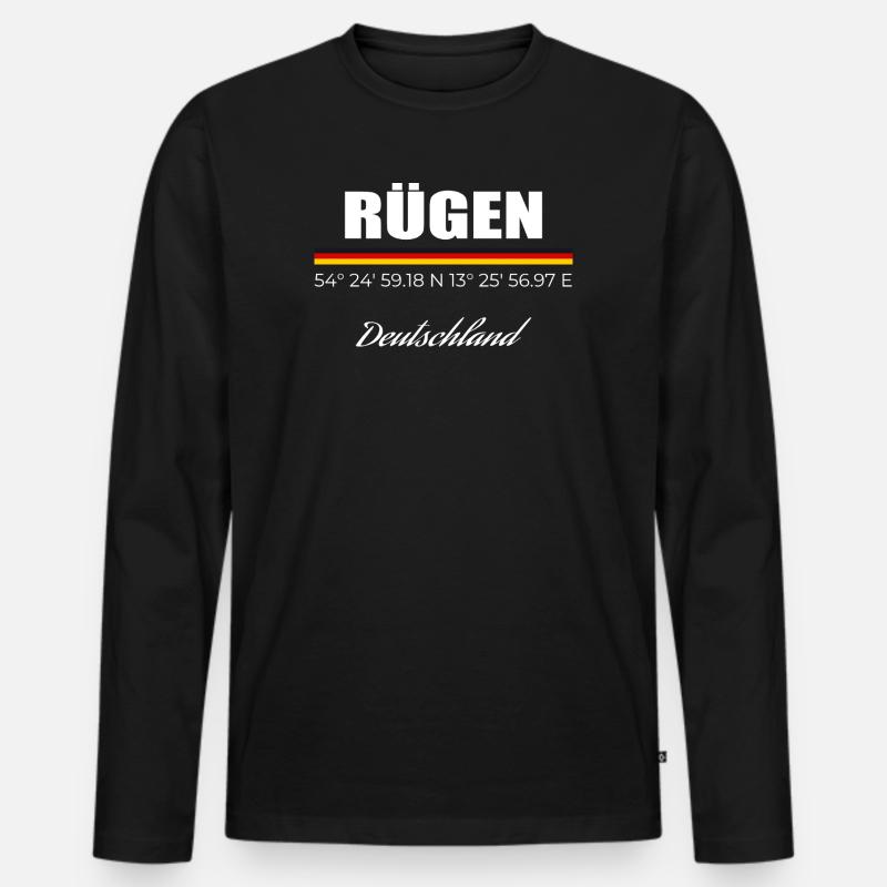 Rügen - Männer Premium Bio Langarmshirt - Schwarz