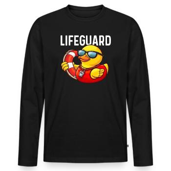 Lifeguard Rubber Duck Duck Lover Duckie - Men's Premium Organic Long Sleeve Shirt - black - Front - Nico (187cm)