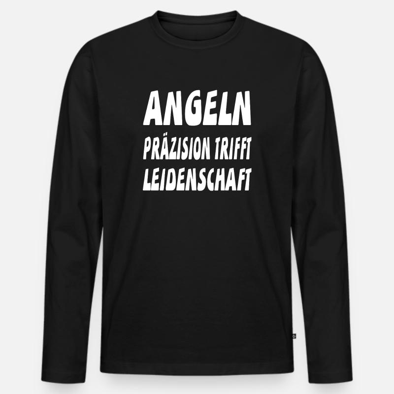 Angeln - Männer Premium Bio Langarmshirt - Schwarz