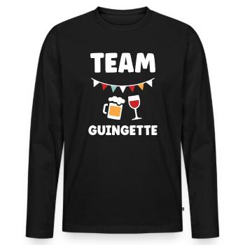 Team Guinguette Festif - T-shirt manches longues Premium bio Homme - noir - Devant - Nico (187cm)
