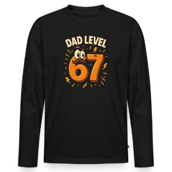 Dad Level 67 Six Seven Meme Father Dad Humor - Men's Premium Organic Long Sleeve Shirt - black - Front - Nico (187cm)