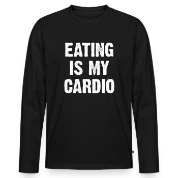 Essen Ist Mein Cardio - Männer Premium Bio Langarmshirt - Schwarz - Vorne - Nico (187cm)