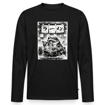 Ramen Noodles Frog Sumi-e Ink Drawing - Men's Premium Organic Long Sleeve Shirt - black - Front - Nico (187cm)
