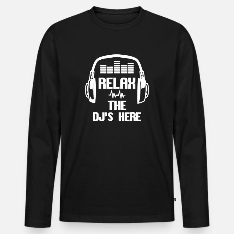 Relax DJ Vibe Kopfhörer - Männer Premium Bio Langarmshirt - Schwarz