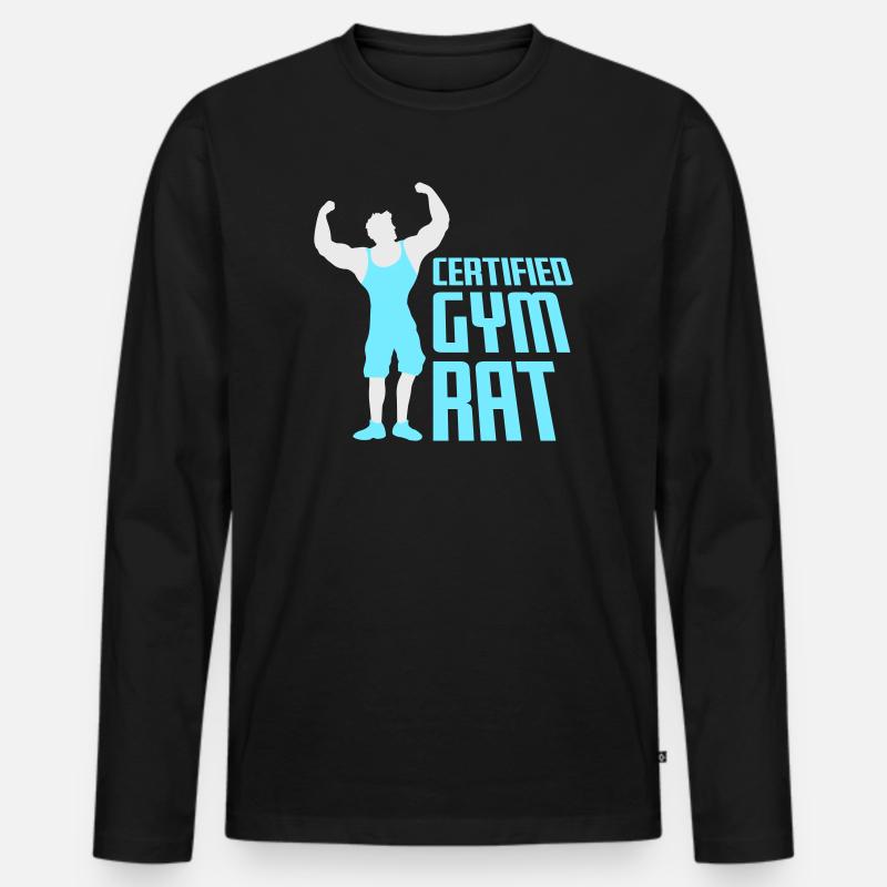 Detta di allenamento buffo da ratto da palestra certificato - Maglia a manica lunga ecologica premium da uomo - nero