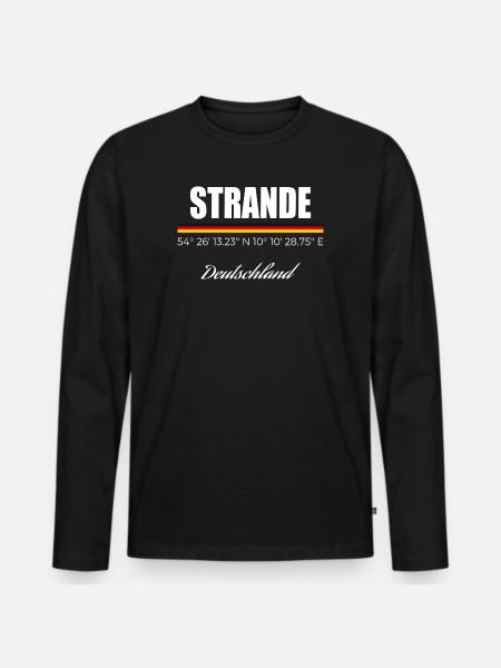 Strande - Männer Premium Bio Langarmshirt - Schwarz