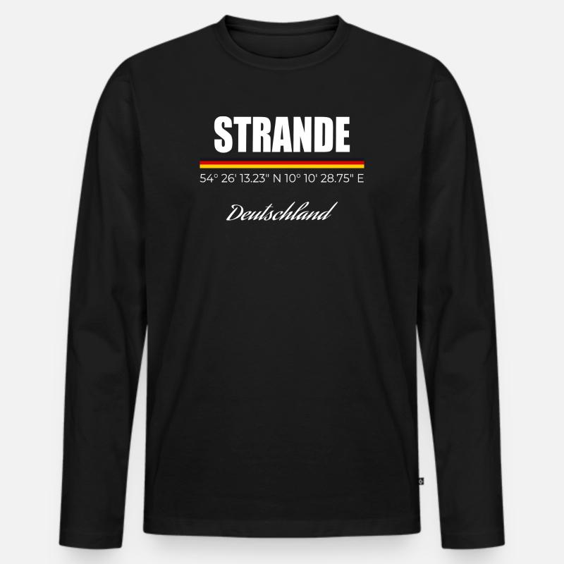 Strande - Männer Premium Bio Langarmshirt - Schwarz