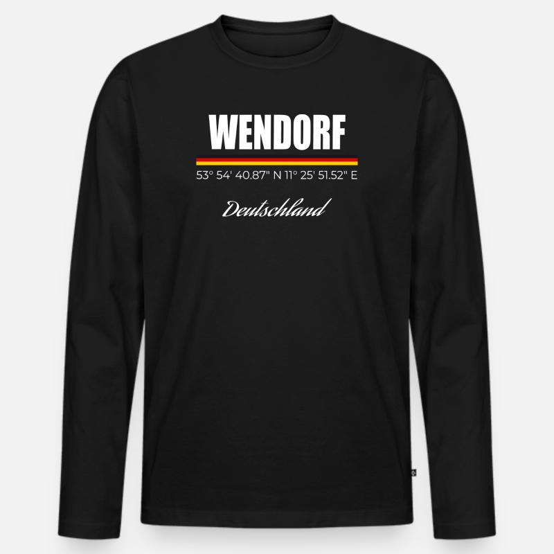 Wendorf - Männer Premium Bio Langarmshirt - Schwarz
