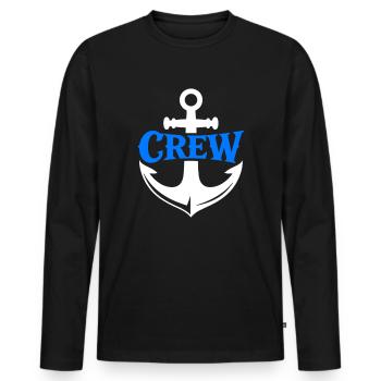 Blue Anchor Crew Logo - Men's Premium Organic Long Sleeve Shirt - black - Front - Nico (187cm)