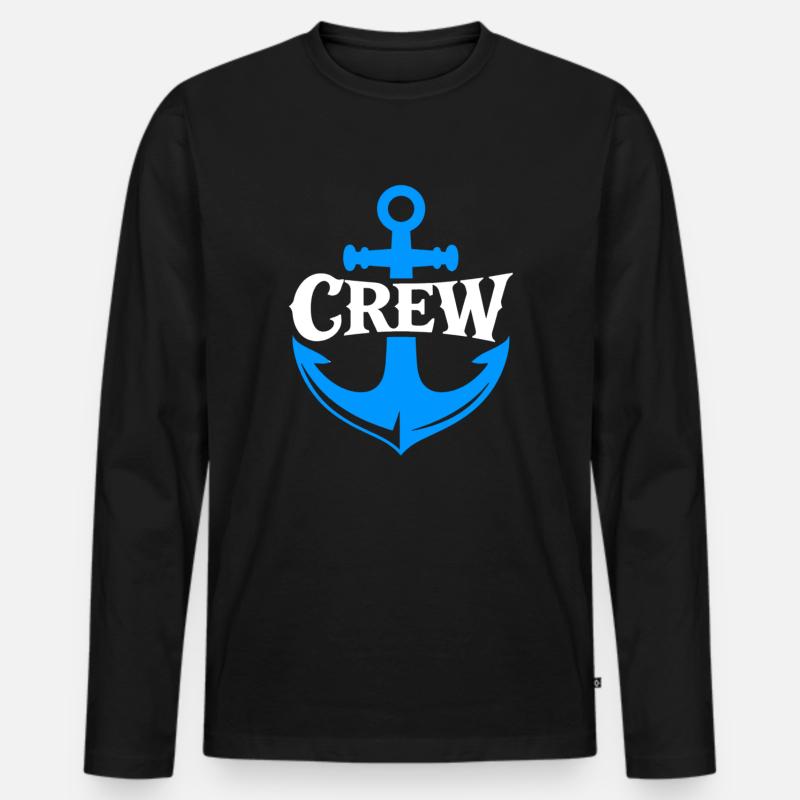 Anker Crew Nautikal Logo - Männer Premium Bio Langarmshirt - Schwarz