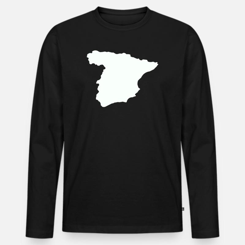 Spanienkarten Silhouettedesign - Männer Premium Bio Langarmshirt - Schwarz