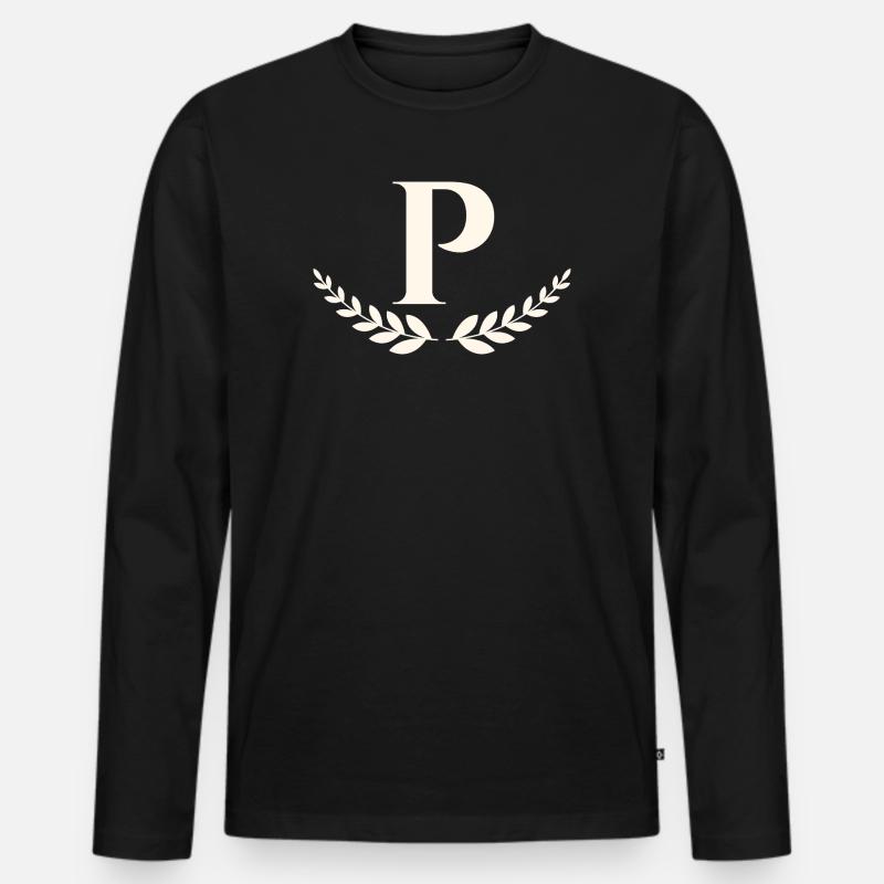 P - Männer Premium Bio Langarmshirt - Schwarz
