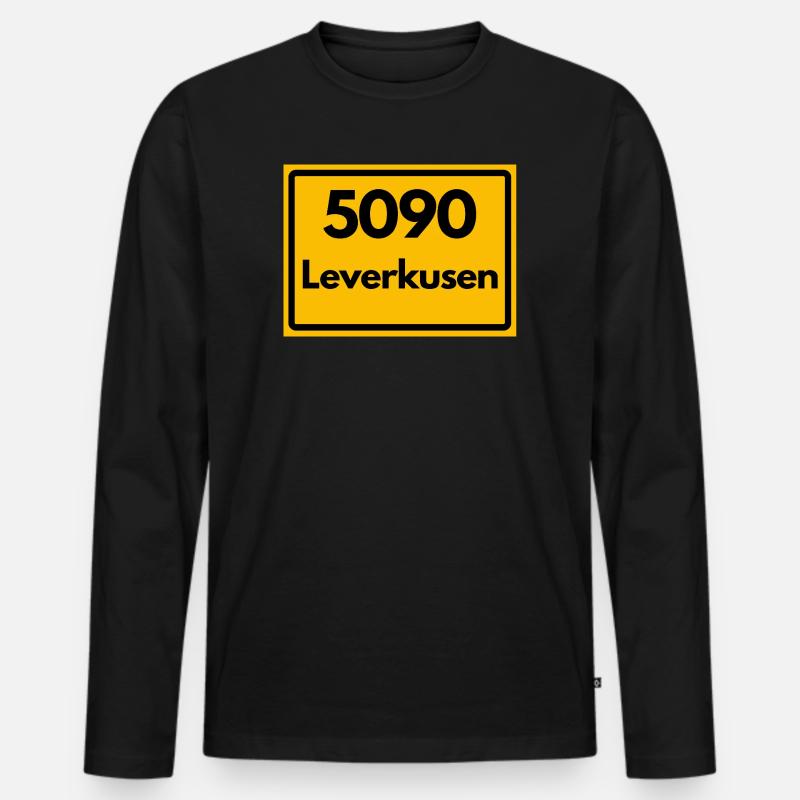 OLD POSTCODE POSTCODE RETRO 5090 LEVERKUSEN - Men's Premium Organic Long Sleeve Shirt - black