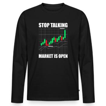 Stop talking stock market stock market traders - Men's Premium Organic Long Sleeve Shirt - black - Front - Nico (187cm)