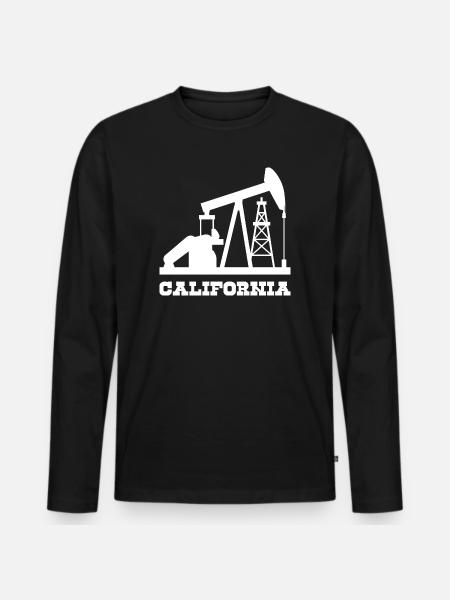 California Oilfield Pumpjack Design - Men's Premium Organic Long Sleeve Shirt - black