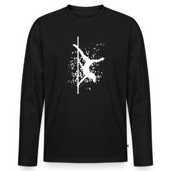 Pole Dance Bar Fitness Femmes Pole Danse - T-shirt manches longues Premium bio Homme - noir - Devant - Nico (187cm)